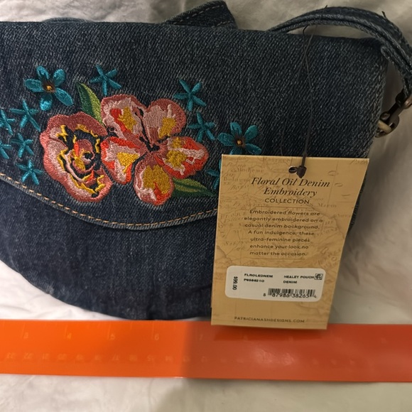 Patricia Nash Denim Floral Embroidered Crossbody Bag - Picture 2 of 5